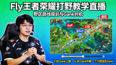 Fly王者荣耀打野教学直播，野区路线规划与Gank时机